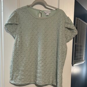 Mint Green Lace Short Sleeve Blouse